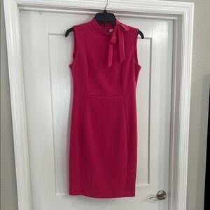 Calvin Klein Pink Sheath Midi Dress with Mock Neck for Cocktail